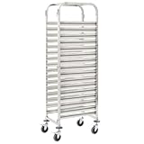 Juroupi Tablettwagen für 16 Tabletts 38x55x163 cm Edelstahl Tablettwagen...