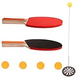 TOGEVAL Elastischer Tischtennis Trainer 2 Schläger 5 Bälle Sportgerät...