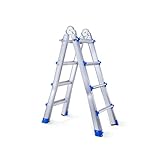 TREPPE Gelenkleiter, faltbar, teleskopisch, multifunktional, Aluminium, 4 x...