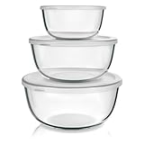 Arendo - Salatschüssel aus Glas mit Deckel - Glasschüssel 3er Set -...