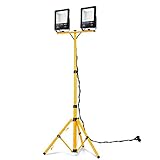 Aufun LED Baustrahler 2x 200W mit Stativ Doppel Strahler Warmweiß LED...