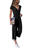 Cassiecy Jumpsuit Damen Elegant Kurzarm Playsuit V-Ausschnitt Casual Lose...