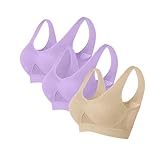 Damen 3er Pack BH Ohne Bügel Nahtloser Bralette Push Up V-Ausschnitt Damen...