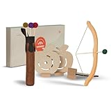 WOODSY ® Pfeil und Bogen Kinder Holzspielzeug mit 5 Pfeilen, 3 Holzfiguren...