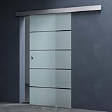 Mai & Mai Glasschiebetür komplettset Amalfi in 5-Milchglas Streifen,...