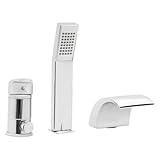 3 Loch Badewannenarmatur aus Messing mit Handbrause, Wannenrandarmatur...