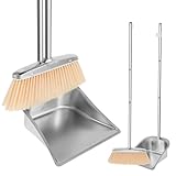 Kehrschaufel Set mit Langem Stiel 118cm Edelstahl Besen und Kehrschaufel...