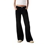 Damen Jeans High Waist Weites Bein Jeanshose Vielseitig Lang Freizeithose...
