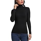 Carcos Damen Rollkragen Langarm Shirt, Basic Rolli Oberteil Hoher Kragen...