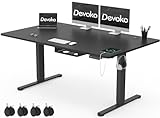 Devoko Höhenverstellbar Schreibtisch 140x80cm mit USB-A&C Ladeanschluss,...