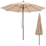 COSTWAY Sonnenschirm 260 cm, Gartenschirm Holz, Marktschirm Terrassenschirm...