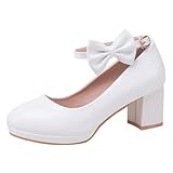 HSyc JRX Damen Blockabsatz High Heels Riemchen Pumps mit Schleife Kleid...