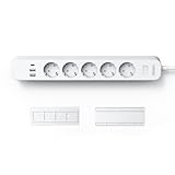 NTONPOWER 5 Fach Steckdosenleiste mit USB C, Mehrfachsteckdose Wandmontage...