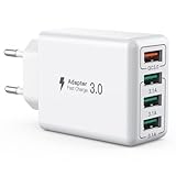 USB-Ladegerät, 4-Port USB-Ladeadapter mit 33W Smart QC 3.0...