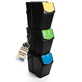BigDean 3x 25L Mülltrennsystem Küchenmülleimer 3 Fächer Stapelbar mit...