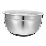 MUCKLILY Edelstahl Rührschüssel mit Silikonboden und Deckel Rutschfest...