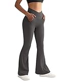 SUUKSESS Frauen gerippte Crossover Flare Leggings V Rücken Yogahose mit...