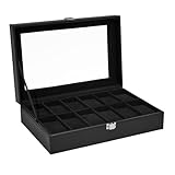 Ohuhu Uhrenbox mit 12 Fächern, Watch Box Uhren Aufbewahrungsbox mit...