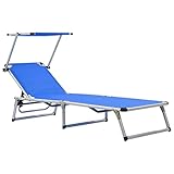 LVHUIDEH Klappliege mit Sonnenschutz, Sonnenliege, Gartenliege,...