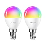 ANWIO Alexa Smart Glühbirnen, E14 Wlan LED Lampen Dimmbar Glühbirne 5W...
