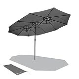 VOUNOT Doppelsonnenschirm mit Handkurbel, Sonnenschirm Marktschirm...