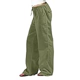 Lässige einfarbige Damenhose, elastische Taille, gerades Bein, Hose für...