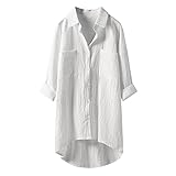 Musselin Bluse Damen, Leinenbluse Damen Sommer Herbst Langarm Große...