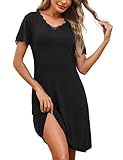 Demegimi Nachthemd Damen Kurzarm Schlafshirt Baumwolle Kurz Sexy Spitze...