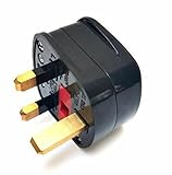 Netzstecker oben mit 13 A Ampere, mit Neonlicht, Schwarz