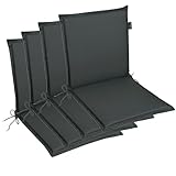 LILENO HOME Gartenstuhl Auflagen [4er Set - Niedriglehner] in Anthrazit -...