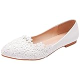 Jamron Damen Elegant Spitze Zehen Blume Spitzenbesatz Brautschuhe Pumps...