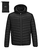 Outdoor Ventures Herren-Pufferjacke Leichte Wasserdichte Kapuzenjacke...