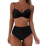 Bikini Damen Set Bauchweg Zweiteiliger Badeanzug Twist Front Sexy Push Up...