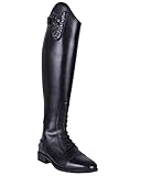 QHP Leder-Reitstiefel Sasha Adult weit schwarz mit wechselbarem Oberteil,...