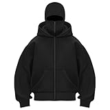 Zhden Balaclava Hoodie Herren Damen Ninja Kapuzenpullover mit Sturmhaube...