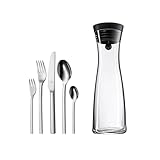 WMF Set 2-teilig Basic Wasserkaraffe aus Glas, 1 Liter, mit Deckel,...