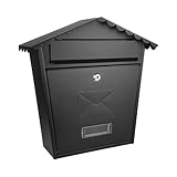 VoltShine Briefkasten aus verzinktem Stahl, schwarz, 37 x 36 x 13,5 cm, mit...