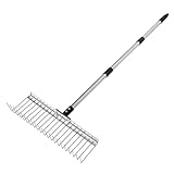 UPKOCH Schwere Gartenharke mit Zähnen und Edelstahlstiel Abnehmbar...