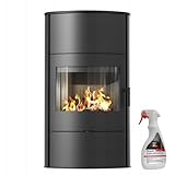 KRATKI Kaminofen AB/S/2/ROLLO Ø150 10 kW Schwarz – Drehbarer Stahl...