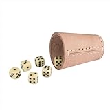 GICO Qualitäts Würfelbecher (echt Leder) Standard (9 cm) mit 6 Würfeln -...