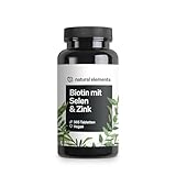 Biotin + Selen + Zink für Haut, Haare & Nägel - 365 vegane Tabletten -...