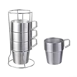 Rostfreies Edelstahlbecher-Set, platzsparendes Design für Küche und...