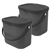 Rotho Albula 2er-Set Biomülleimer 6l mit Deckel und Henkel für die...