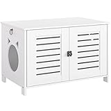 HOOBRO Katzenklo Schrank, Katzenklo aus Holz im Jalousien-Stil drinnen,...