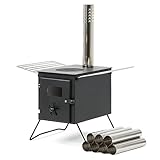 CampFeuer Zeltofen | 54,5 x 38,5 x 259,5 cm | schwarz | Tragbarer Holzofen...