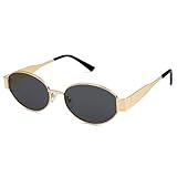 SOJOS Retro Sonnenbrille Damen Herren Oval Metal Trendy Classic UV400...