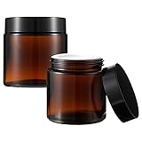 Gjinxi 2 Stück Kosmetisches Glas, 100ml Amber Glas Leerdose Runde Braune...