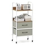 COSTWAY Rollwagen mit 2 Stoffschubladen & Ablagen, Rollcontainer mit 4...