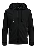 JACK & JONES Herren Basic Reißverschluss Baumwoll Hoodie - Schwarz - L