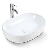 Waschbecken Oval Weiß - Aufsatzwaschbecken aus Keramik - Aufsatzwaschtisch...